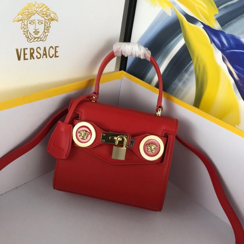 Versace Chain Handbags DBGF313 Full Leather Solid Red